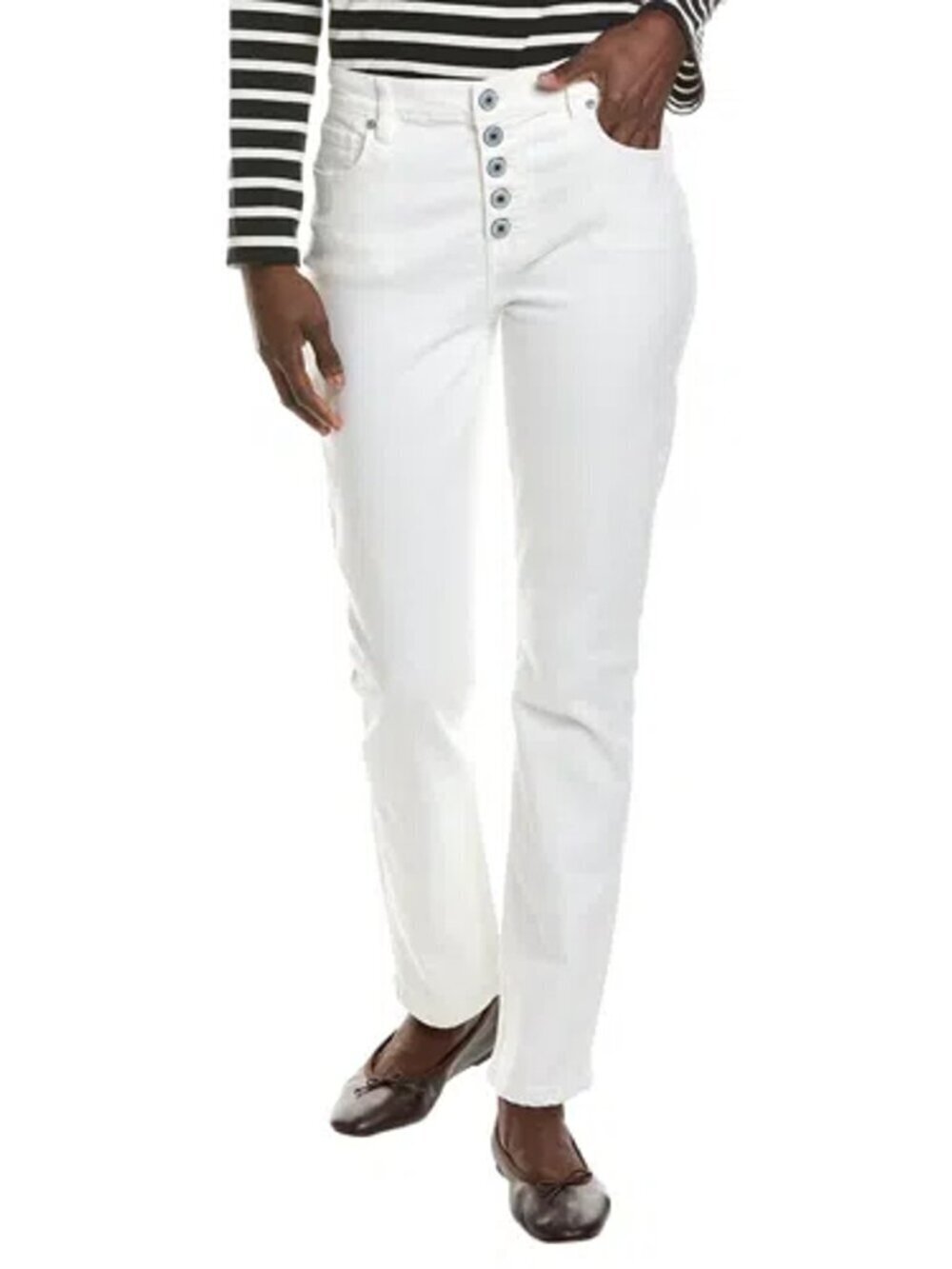 Cabi button fly straight jeans denim pants white exposed mid-rise stretch new 2